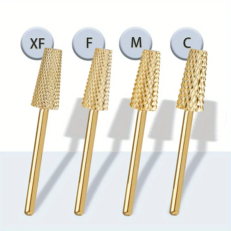 1/2/3Pcs/Box Gold Carbide Clean Nail Drill Bit Tool Rotary File Manicure Pedicure Tools