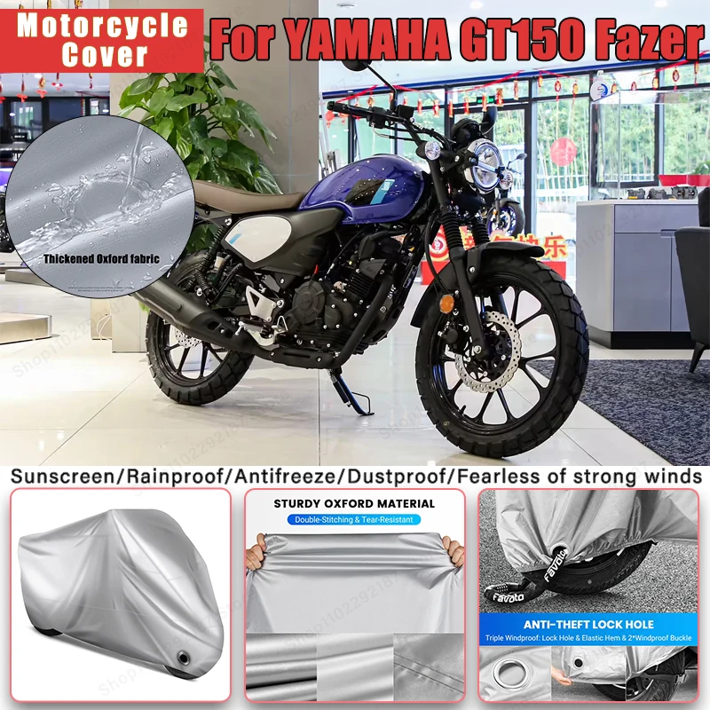 

For YAMAHA GT150 Fazer No Ear Motorcycle Cover - Outdoor Full Body Protection, Waterproof Dustproof Sunscreen Moto Accessories