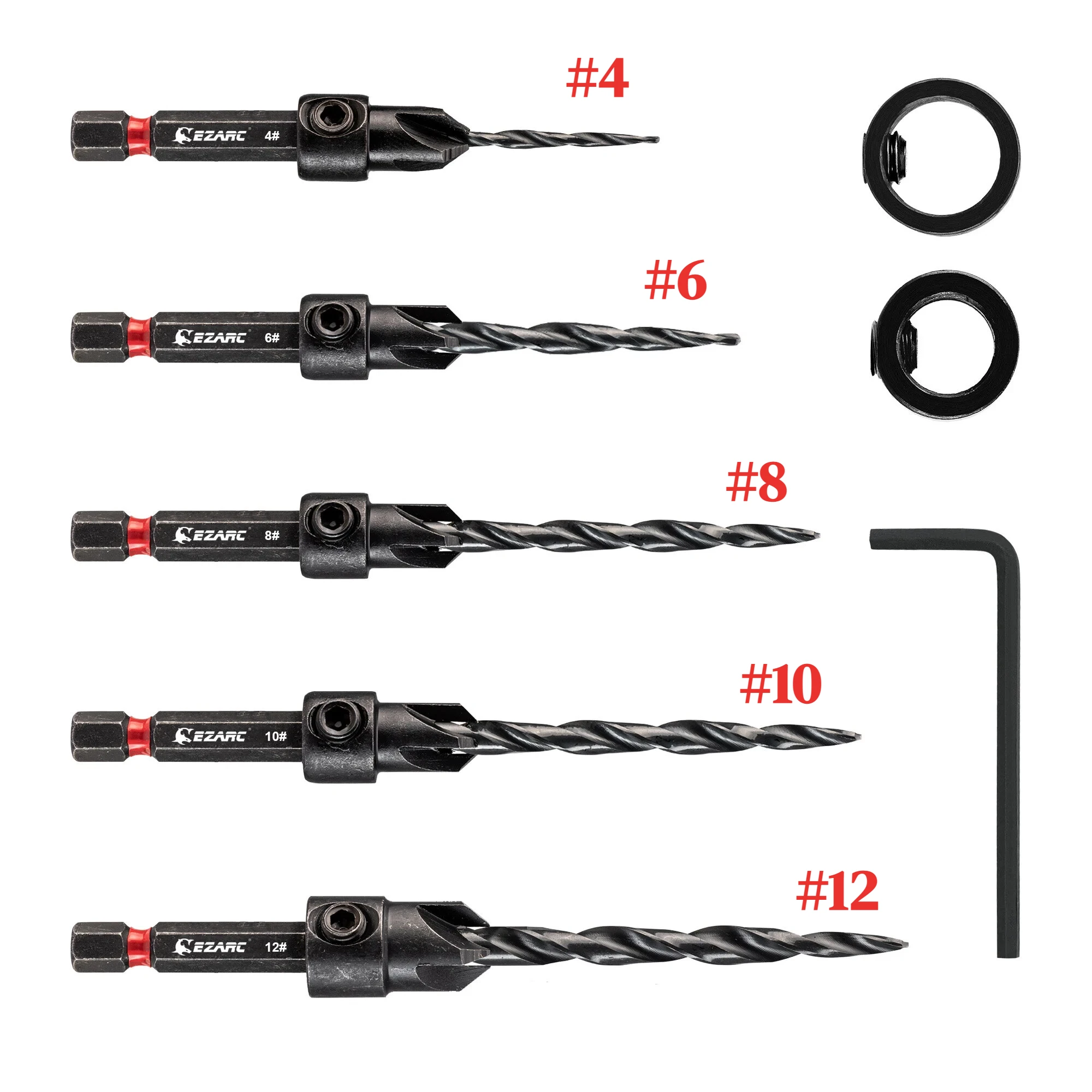 

8PCS Tapered Drill Bits HSS Countersinker Set for Woodworking, 1/4" Hex Shank Quick Change Counter Sink Drill Bit, Drilling Tool