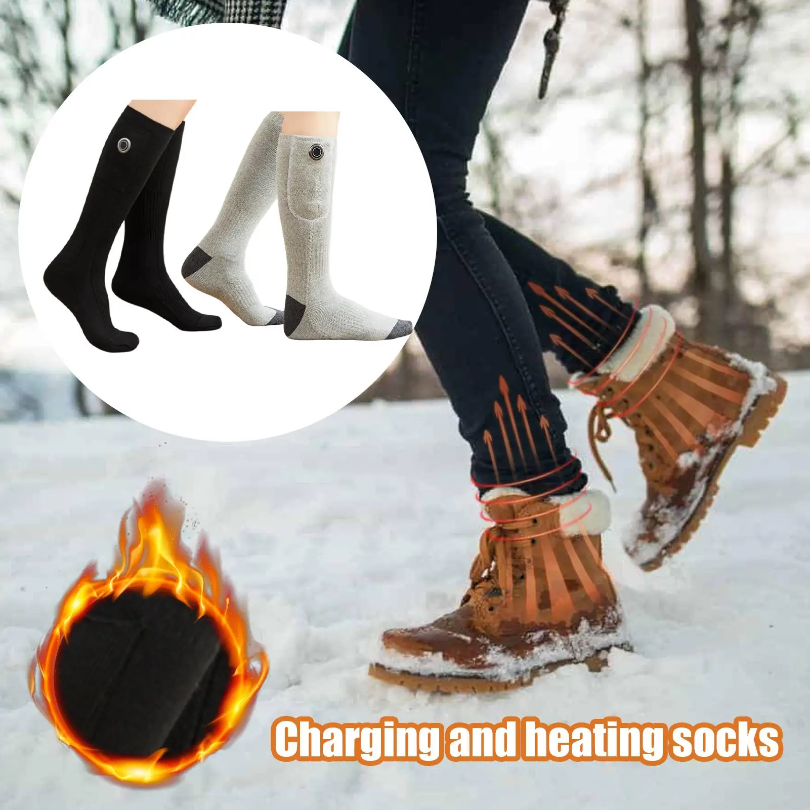 جوارب ساخنة من القطن قابلة للتنفس 3 أوضاع جورب تسخين القدم الشتوي قابل للتعديل للعمل والسفر والصيد والتزلج والمشي لمسافات طويلة في الشتاء