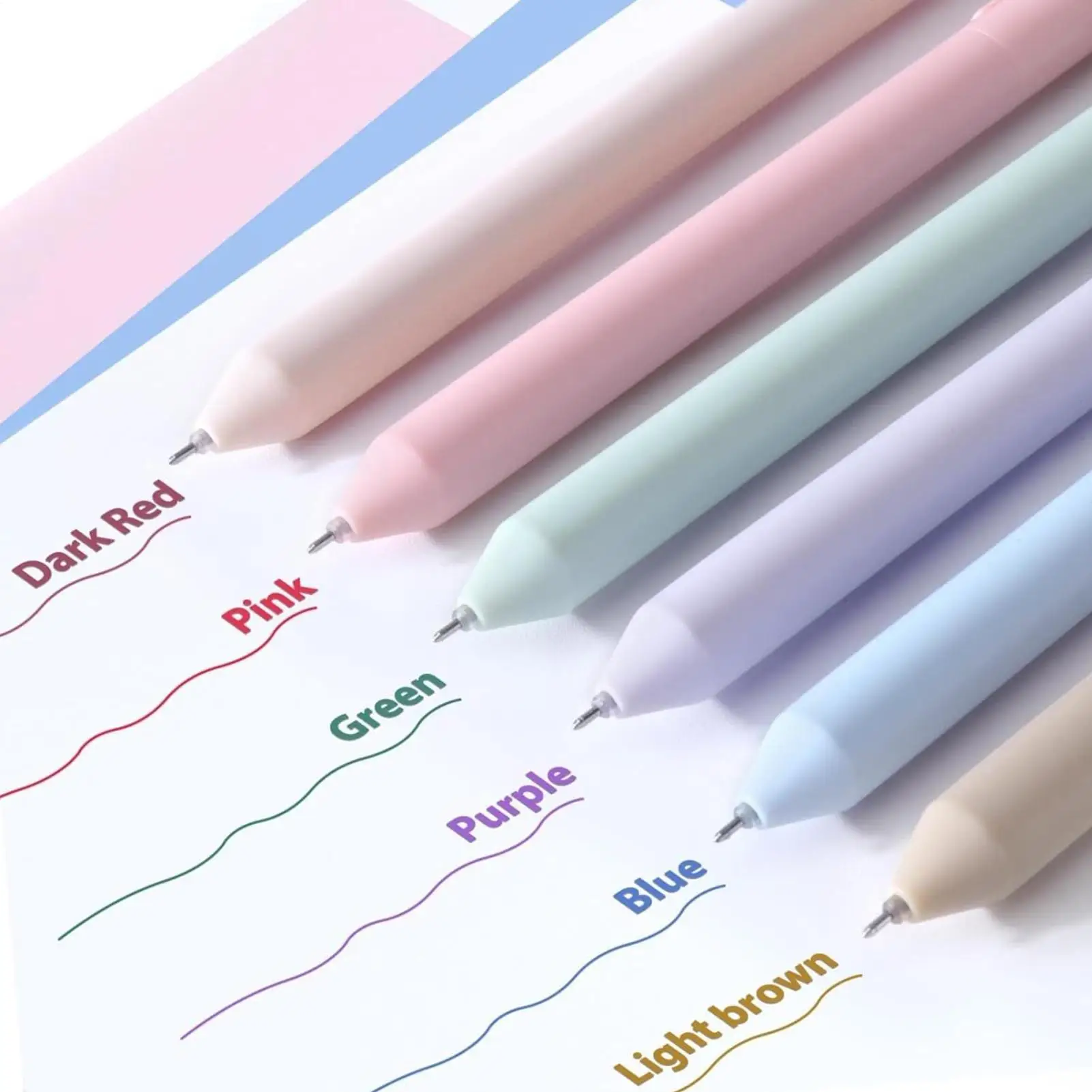 Colored Gel Pens 6 Pieces Click Color Pens Writing Stationery Retro Water Pencil For Drawing Travel Birthday Classroom Workplace