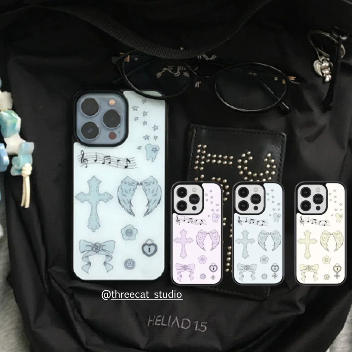 Funda para Teléfono con Diseño Retro Y2K de Alas, Cruz, Arco y Estrella, Estilo Japonés y Coreano, para iPhone 17 Air, 16, 15, 14, 13, 12, 11 Pro, XR, XS, X Max, 7, 8 Plus