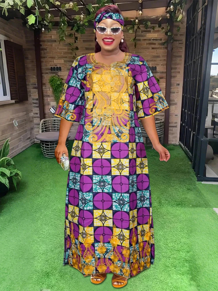 2024 Africa Clothing Traditional Wax Dresses For Women African Party Evening Gowns Ankara Dashiki Print Outfits Plus Size Dress