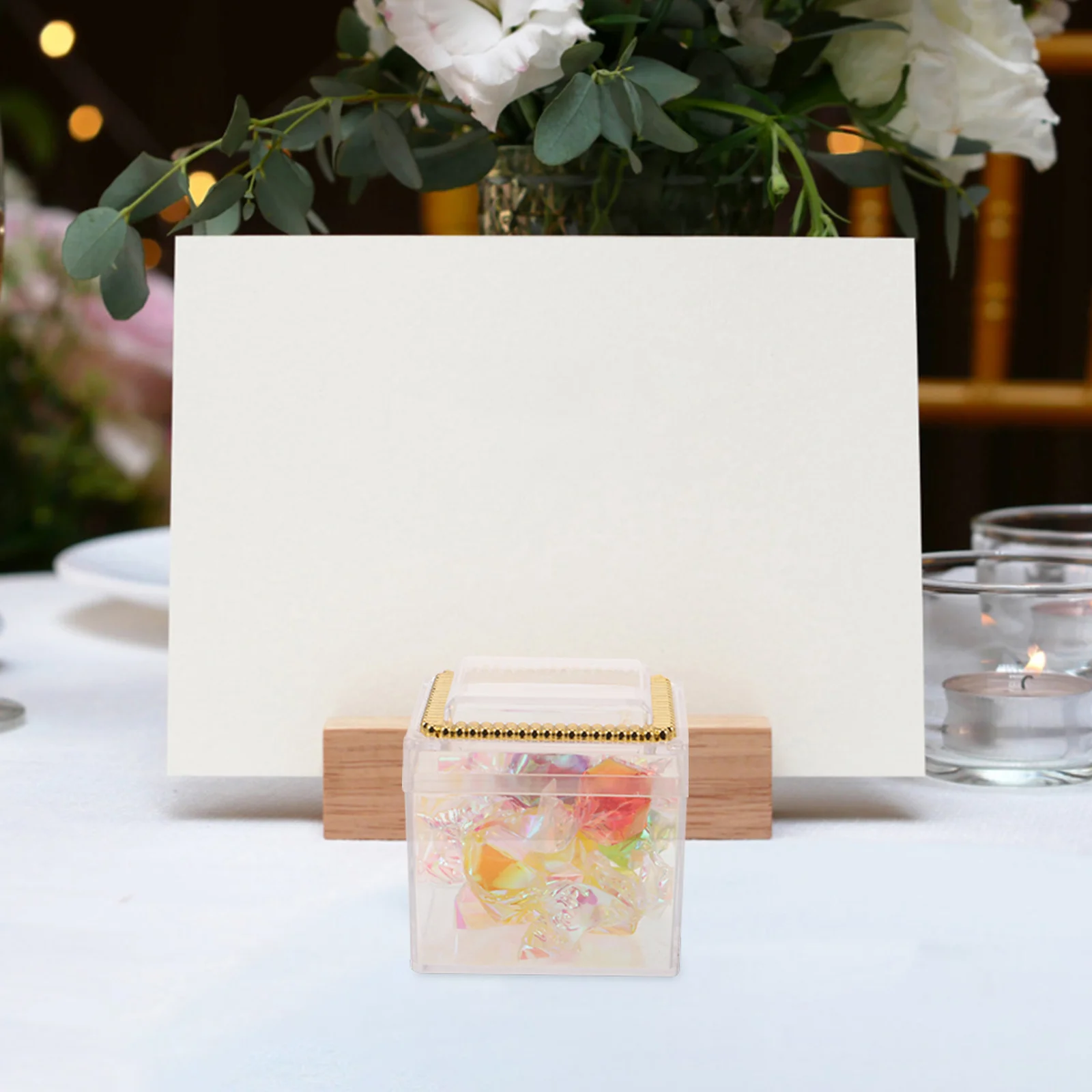 12 قطعة من صناديق الحلوى المربعة الشفافة، حاويات شفافة لحفلات الزفاف، شوكولاتة الزفاف، تخزين المجوهرات، صندوق حلوى شفاف مربع