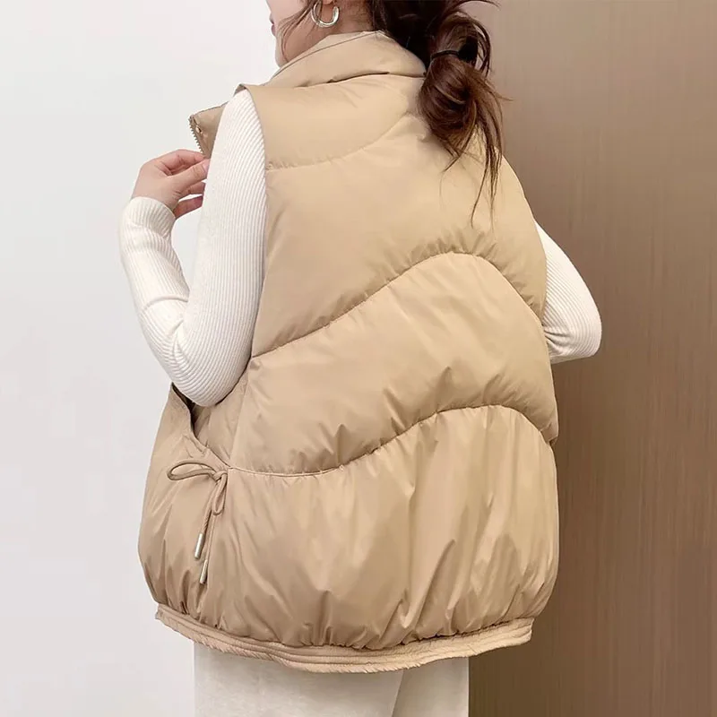 ผ้าฝ้ายผู้หญิงเสื้อกั๊ก 2025 ใหม่แฟชั่นเสื้อกั๊กอเนกประสงค์ฤดูใบไม้ร่วงฤดูหนาวสีทึบเสื้อกั๊กเสื้อแจ็คเก็ตผู้หญิงเสื้อกั๊ก h522