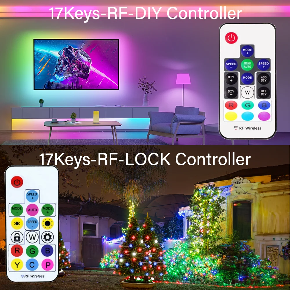 WS2812 WS2811 SK6812 USB/DC Led Pixel With Music/DIY/LOCK Controller MINI 3/14/17/21Keys RF Led strip Remote Controller DC5V-24V