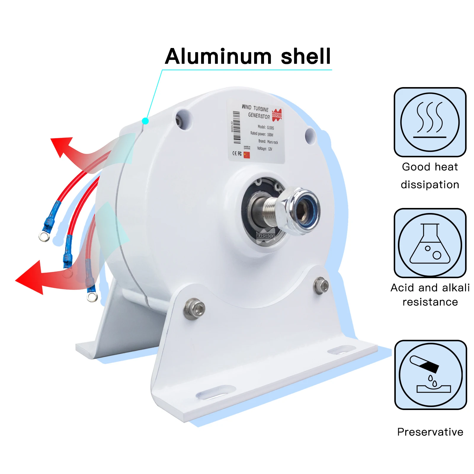 100W AC12V 24V Permanent Magnet Generator, Low Wind Speed, Gearless, Three Box AC Generator, DIY Wind Turbine Generator