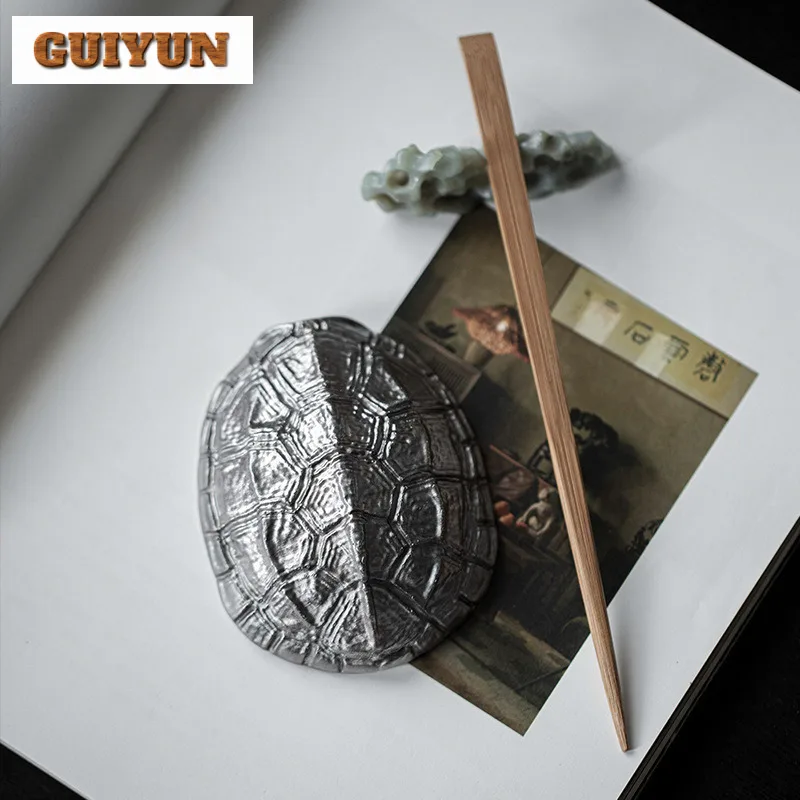 999 Pure Silver Gilded Turtle Shell Wealth Tea Scoop Japanese Chahe Shovel Household Appreciation Ladle Kung Fu Teaset Gift