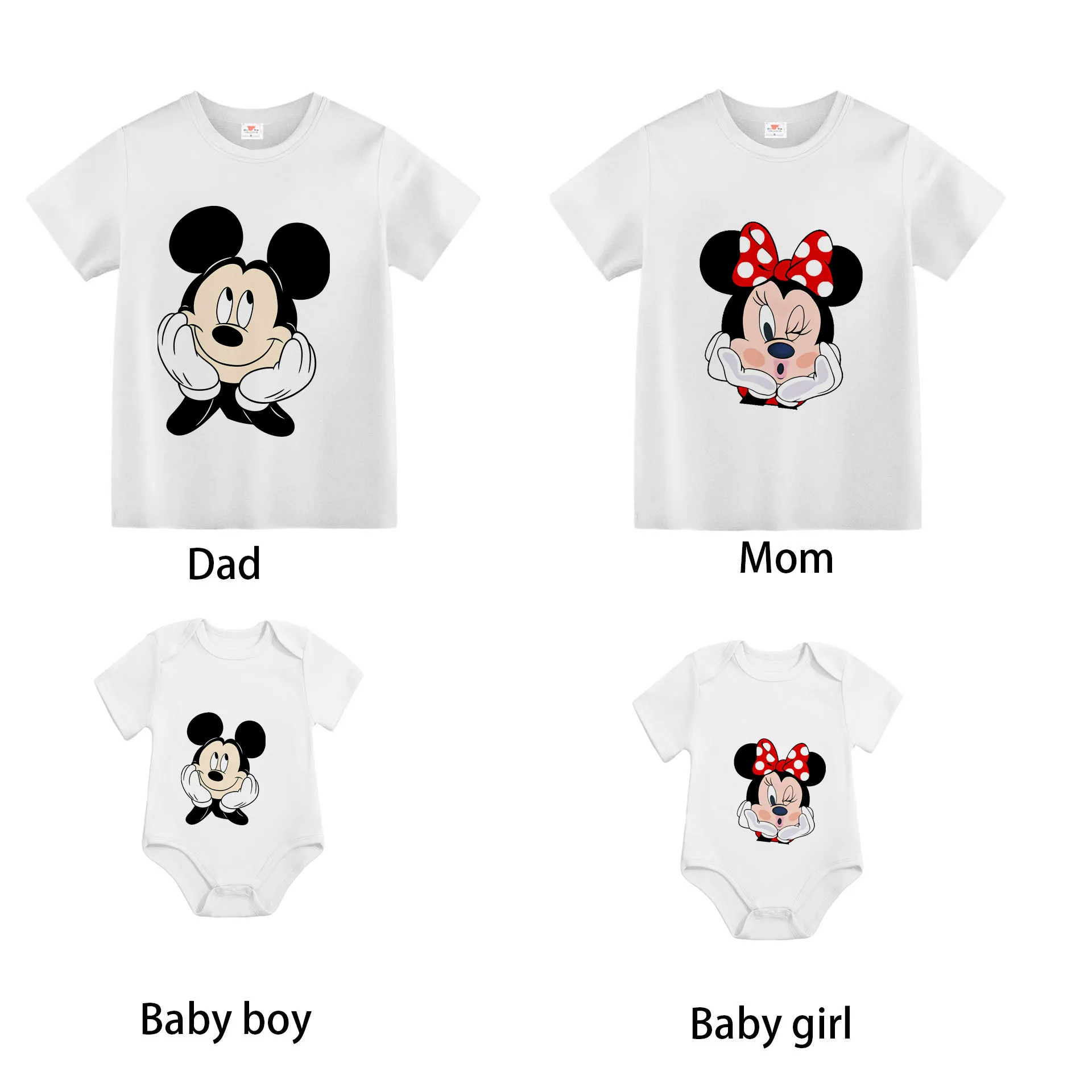 

Disney Cartoon Men Tops Family Mickey Mouse Women T Shirt Dad Mom Son Daughter Clothing Fashion Bro Sis Summer Family Rompers