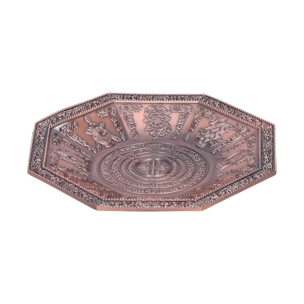 Sacred Alloy Burning Tray Cyan 12.6x12.6x1cm Fire Sacrificial Dish Buddhist Supply Religious Ceremony