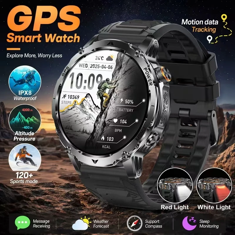 2026 New High-End Durable Men's Smartwatch, GPS and Compass, Sleep Tracker, Intelligent Information Reminder and Weather Forecas