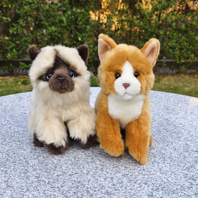 Cute Siamese Cat Doll Plush Toy Flower Cat Doll Simulation Orange Kitten Simulation Stuffed Doll Kawaii Toy Gifts