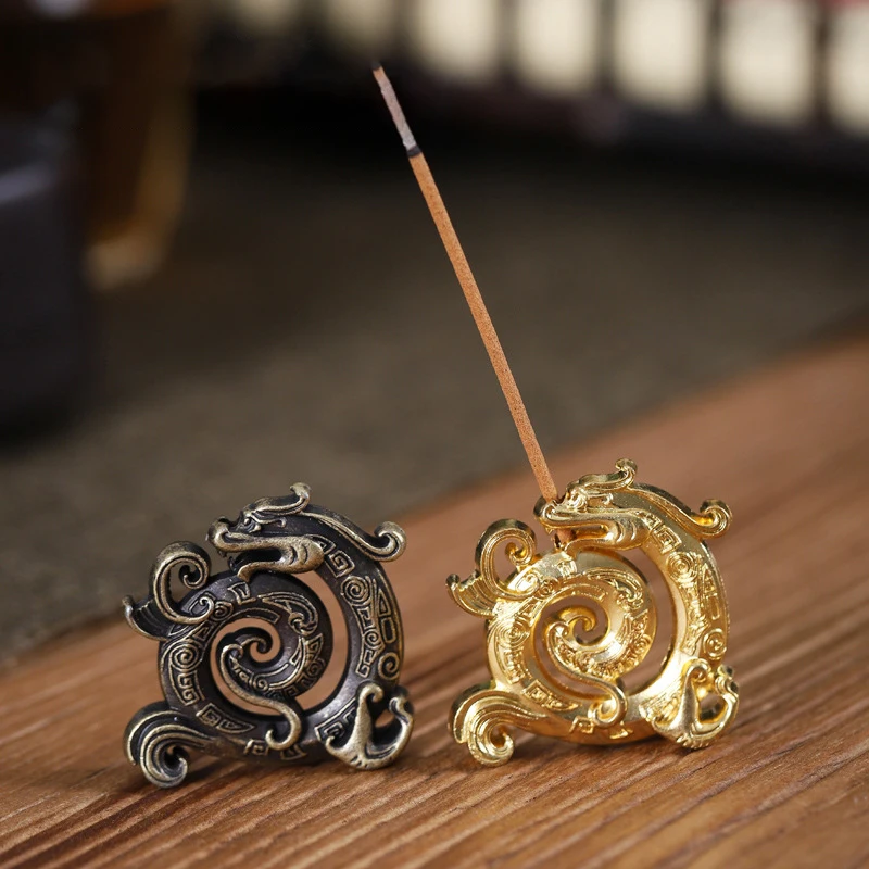 Incense Stick Holder Dragon Turtle Incense Burner Alloy Snail Statue Sculpture Mini Ornaments Brass Bronze Lotus Tabletop Decor