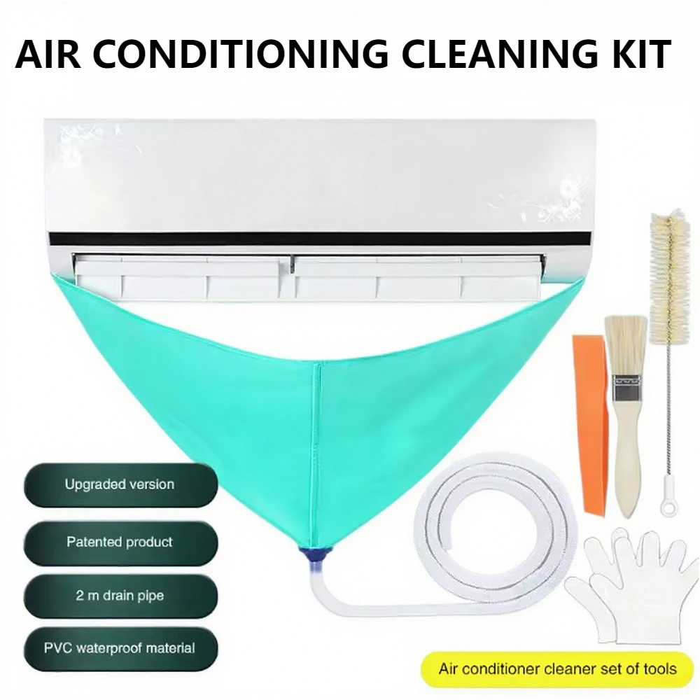 

Air Conditioning Cleaning Kit Leak-Proof Cover Full Set of Air Conditioner Cleaner with Water Pipe Clean Tools