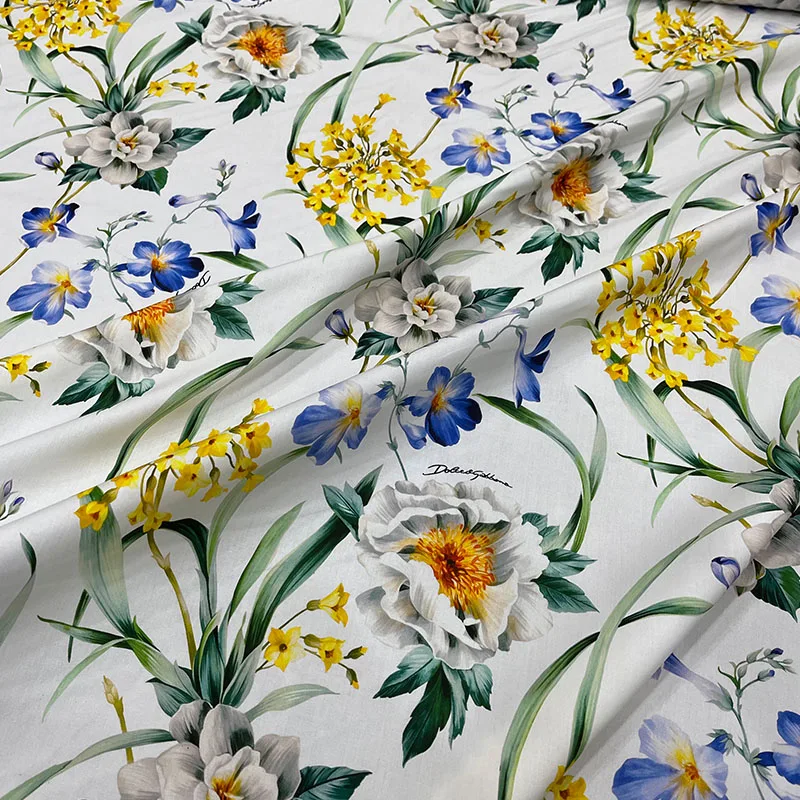 Brand Fashion Printed Polyester Satin Fabric Natural 100% Cotton Poplin Fabrics Cloth for Dress Per Meter Diy Sewing Material