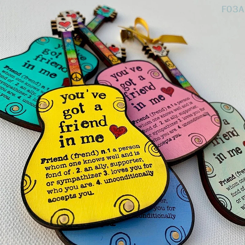 You've Got A Friend In Me Funny Gifts Hand Painted Wooden Guitar Friendship Hanging Ornament Vintage Ceramic Easter Decorations