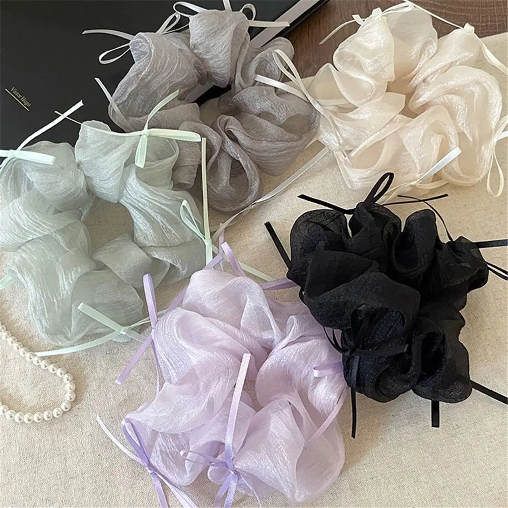 

Versatile Ballet Style Lace Mesh Scrunchie Elegant Bow Hair Tie Korean Bun Hair Accessories for Women Girls