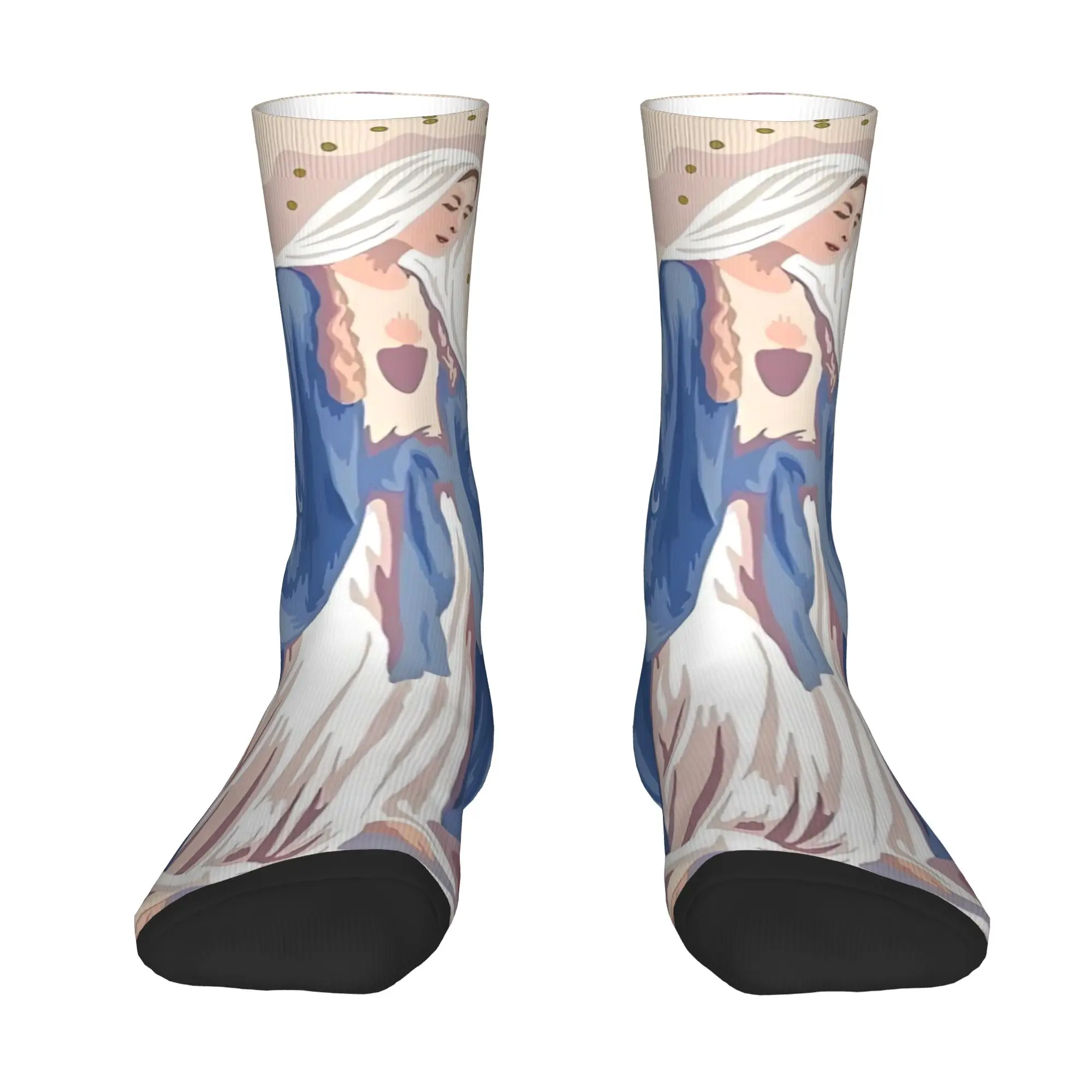 Custom Fashion Men's Virgin Mary Dress Socks Unisex Warm Comfortable 3D Print Crew Socks