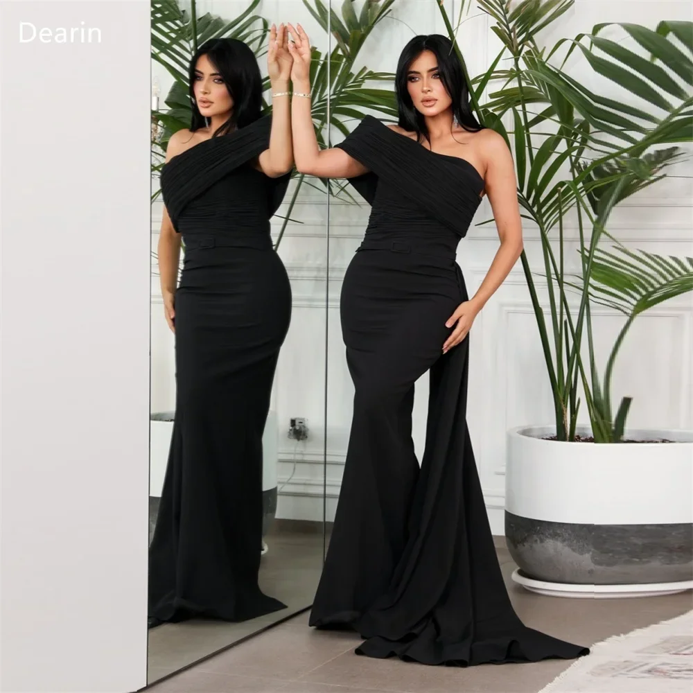 

Customized Prom Gown Women Formal Evening Dress Dearin One-shoulder Mermaid Floor Length Skirts Draped Bespoke Occasion Dresses