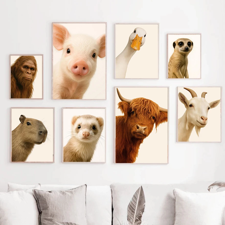 1pc frameless canvas painting Interesting And Humorous Animals Quirky Art Photography Photo Posters Canvas Printing Living Ro
