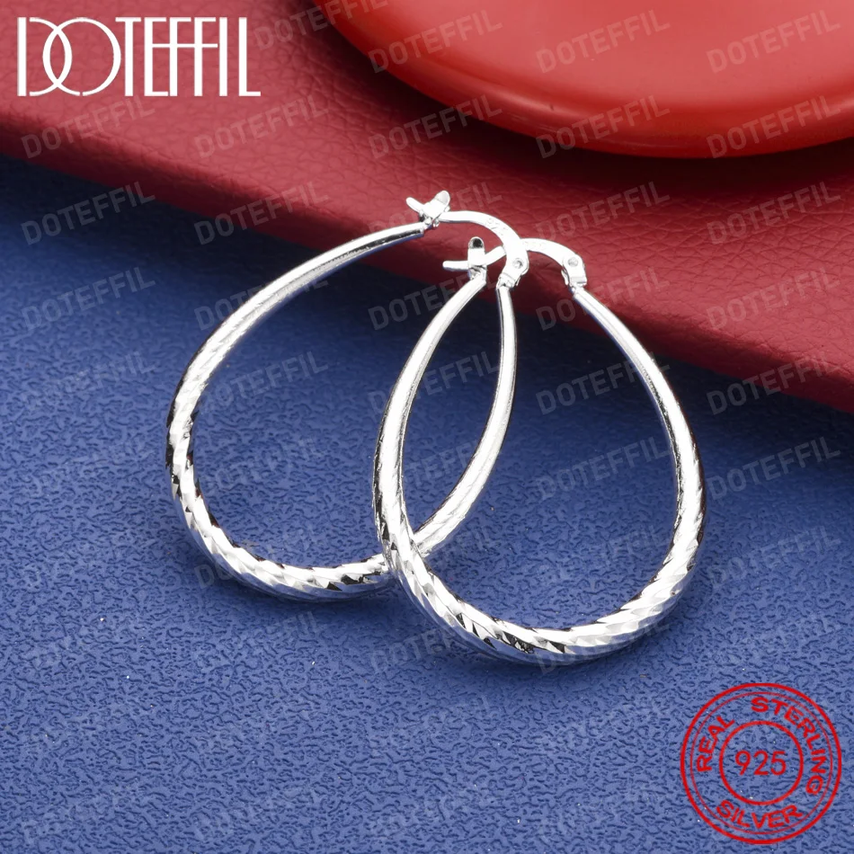 925 Sterling Silber 45mm Zarte Tropfenförmige Blumen-Ohrringe für Damen, Modischer Hochzeitsschmuck, Partygeschenk