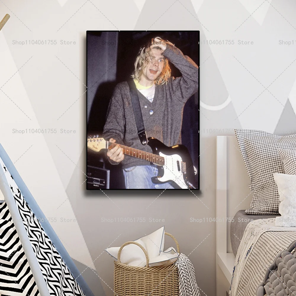 1PC Singer Kurt Cobain Poster Self-adhesive Art Waterproof Paper Sticker Coffee House Bar Room Wall Decor