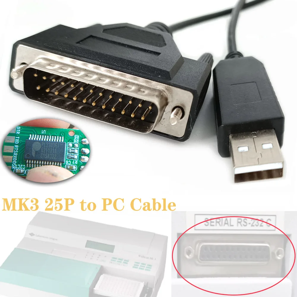 USB/DB25/25pin/RS232/Serial Cable for Thermo Labsystems MK3 Multiscan Ascent Defaultd SED Parameter Setting/Config Cable