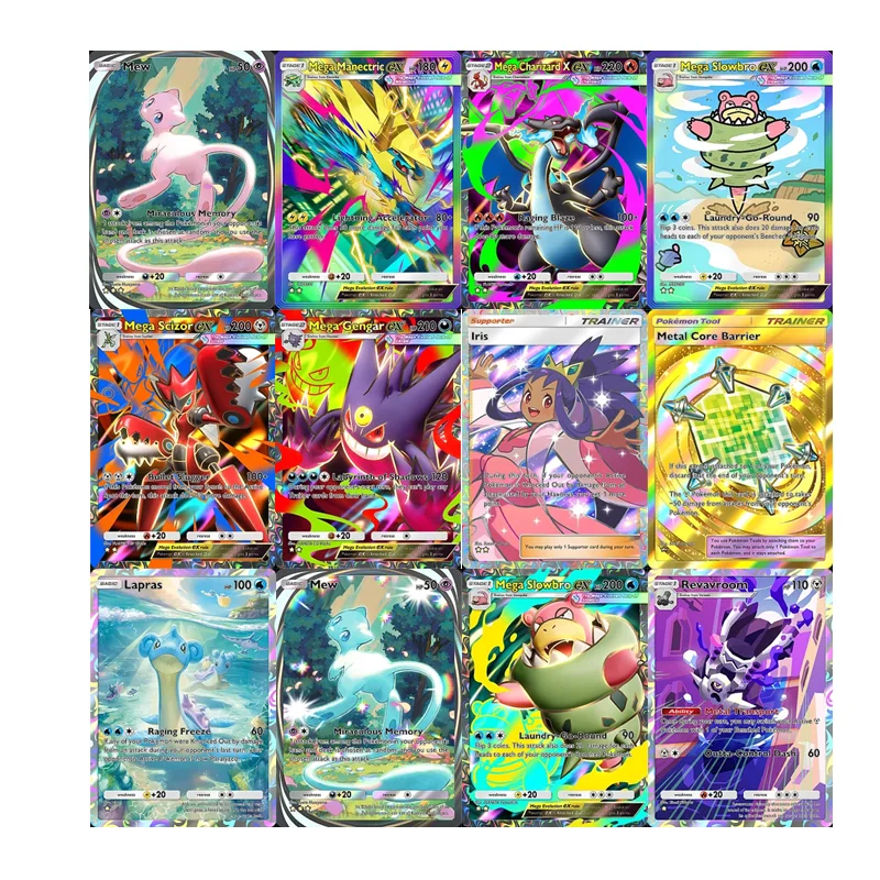 

Diy Pokemon Pocket Card Mega Shine Mew Mega Gengar Charizard X Manectric Slowbro Metal Core Barrier Scizor Iris Revavroom Card