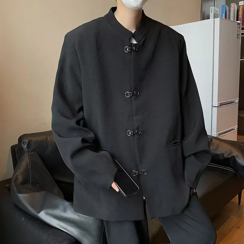 

New Chinese Sle Men's And Women's Spring Autumn Jaet Metal Buttoned Manin Collar Traditional Republic of China Tang Su...