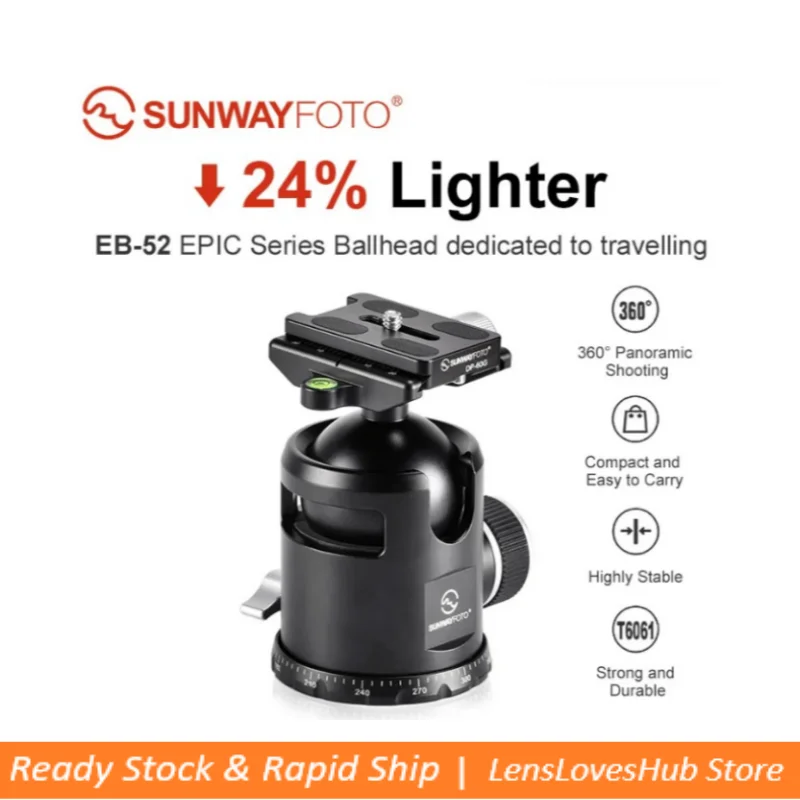 

SUNWAYFOTO EB-52 EPIC Series Traveller Ballhead Tripod Head for DSLR Camera Tripod Ballhead Professional Monopod Panoramic