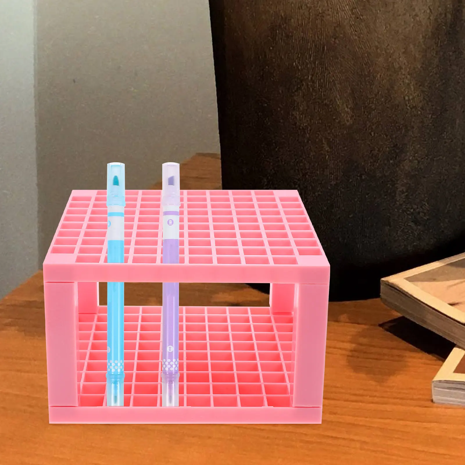 Household Paint Brush Storage Container Plastic Pen Holder Rack Practical Desktop Organizer for Pens Markers Brushes