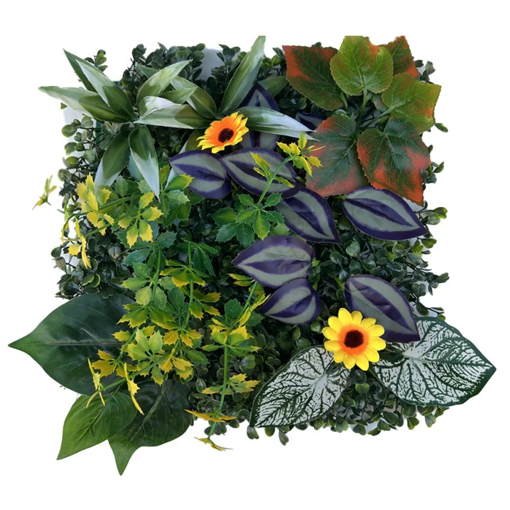 

DIY Artificial Plant Wall Panel Sunflower Eternal Life Artificial Eucalyptus Carpet Durable 25*25cm Simulation Maple Plant Sheet
