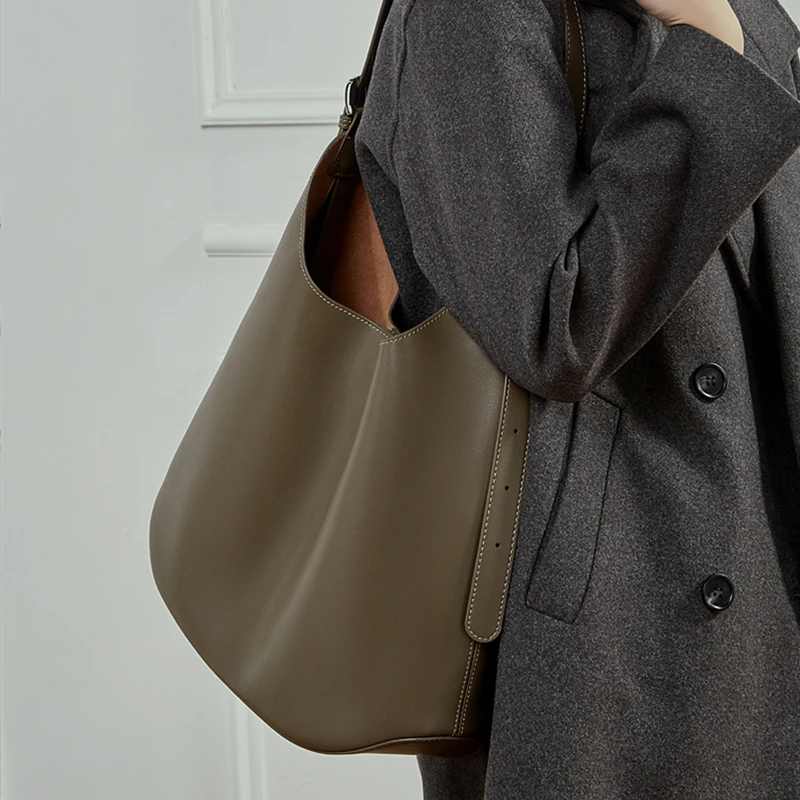 

Burminsa Cowhide Genuine Leather Large Hobo Shoulder Bags For Women 2025 Luxury Designer Crossbody Shopper Work Ladies Handbags