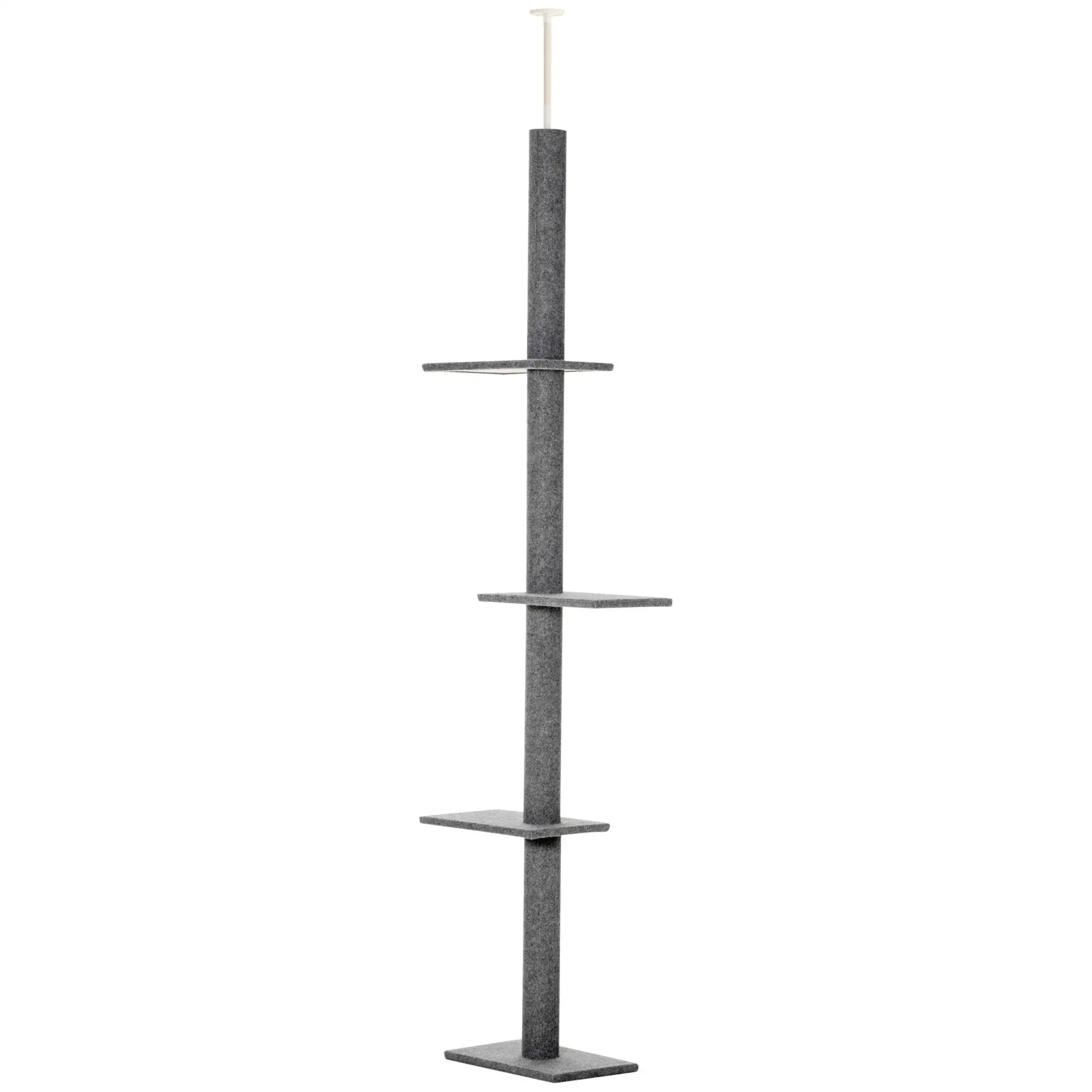 Griffoir du sol au tapis 228-260cm avec 4 plateformes pour chats jusqu'à 4kg Gris