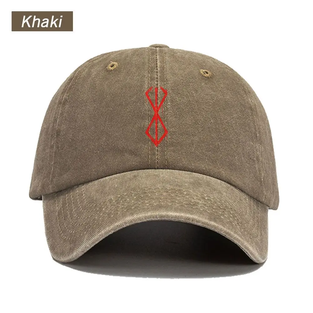 Vintage Washed Baseball Cap Red Marking Berserk Print Graphic Unisex Streetwear Casual Trucker Style Summer Cotton Sun Hat