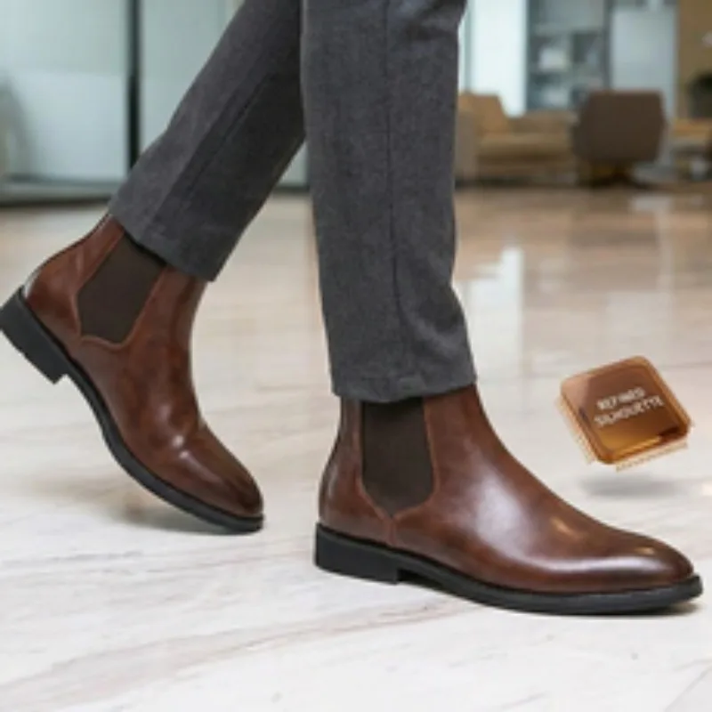 2026 Hot Selling Calf Leather Chelsea Boots British Men Winter Shoes in Stock Genuine Leather Outdoor Horse Riding Western Boots