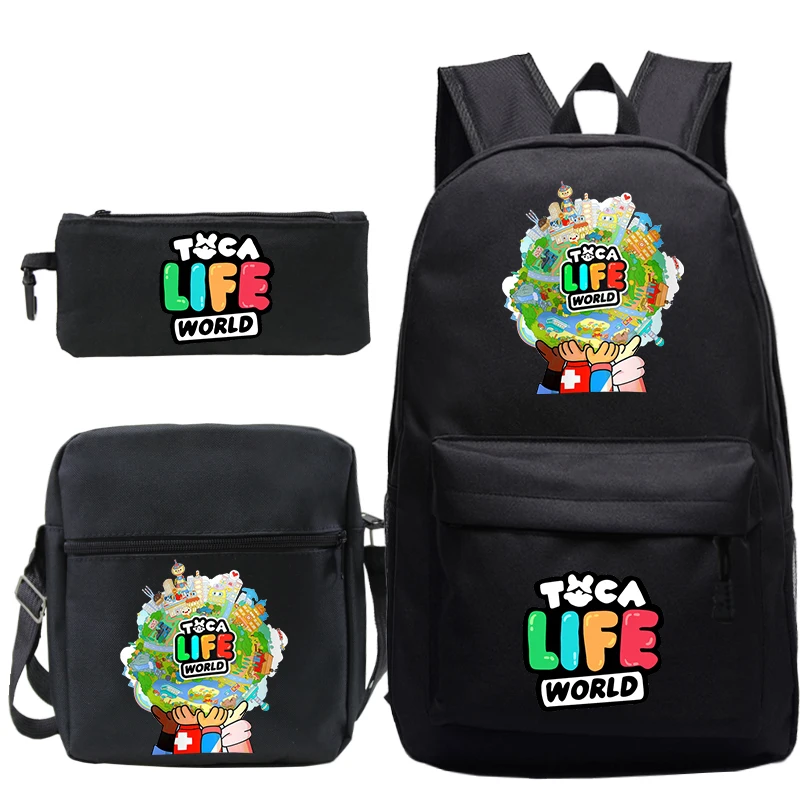 Sacs à dos College Toca Boca pour enfants, cartable scolaire Kawaii, sac à dos Life World, cartable pour enfants, voyage, sport, ensemble de 3 pièces