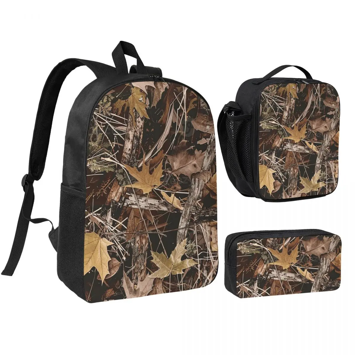 

Real Tree Camouflage Backpack Student BookBag School Bag Shoulder Bags 3ps Insulated Lunch Bag Pencil Case