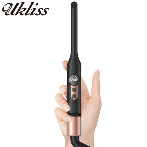 Imagen 1 del producto Mini plancha de pelo plana, plancha plana tipo lápiz de 1/3 pulgadas para mujer, plancha y rizador de viaje portátil 2 en 1