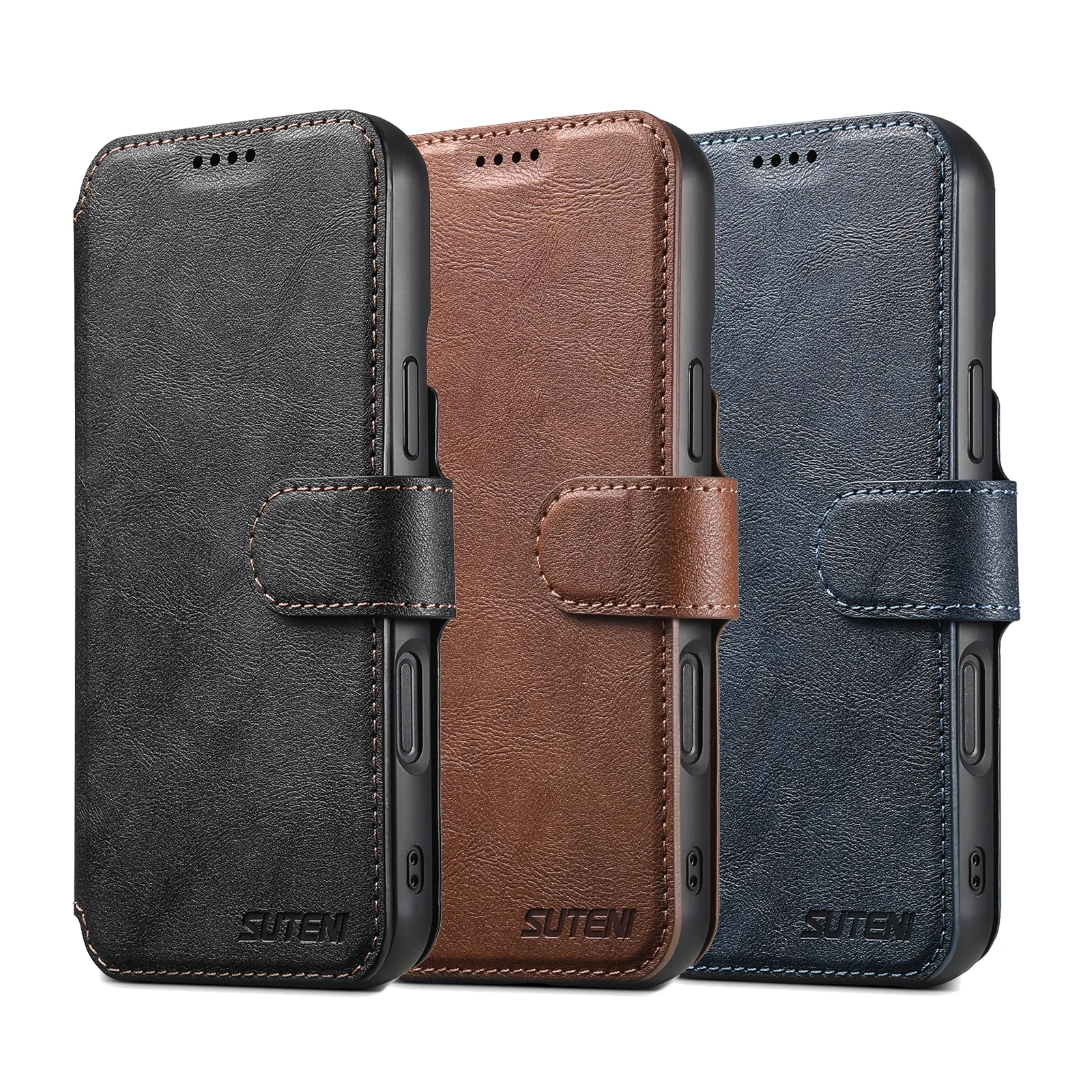 PU Leather Wireless Charging Card Holder Stand Wallet Magnetic Flip Cover Phone Case For iPhone 17 Pro Max 16 Plus 15 14 13 12
