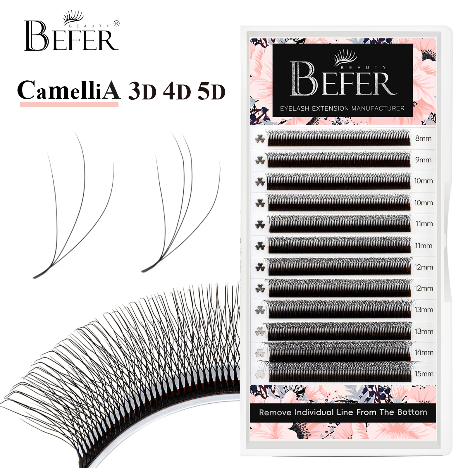 Befer Camellias Style W Shape Cilios 3d 4d 5d Lashes Professional Eyelash Extensions Natural Volume Premade Fans Salons Makeup