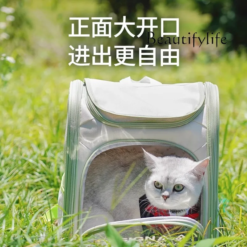 Pet Bag Outdoor Portable Large Capacity Jelly Canvas Schoolbag Carrying Backpack for Cat and Cat