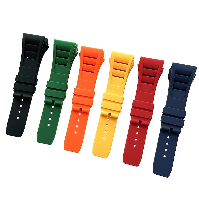 

For RICHARD MILLE RM055 RM011 Series Waterproof Wristband Convex Mouth 25mm Soft Comfortable Rubber Watch Strap Watch Bracelet