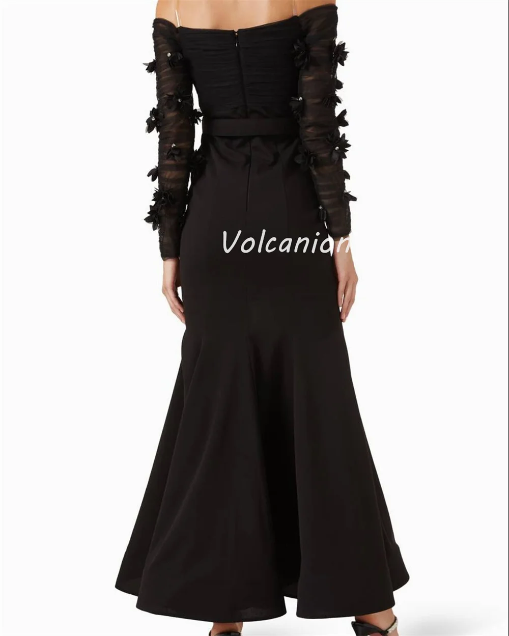 ที่กําหนดเองคุณภาพสูง Jersey ดอกไม้ Sash Rhinestone จีบ Mermaid Portrait ข้อเท้าความยาวชุด Bespoke โอกาสชุด