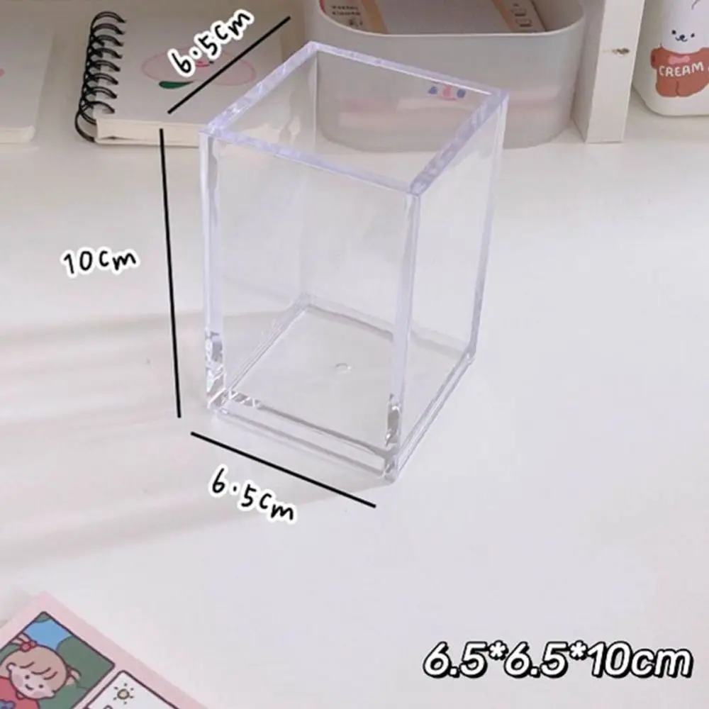 New Transparent Acrylic Pen Holder Square Stationery Pencil Rack Large Capacity Three Grid Storage Rack Office