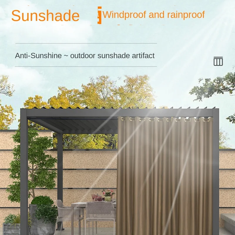 Outdoor curtains, rain, wind, and waterproof pavilions, outdoor balconies, sun shading, sun protection, thermal insulation,