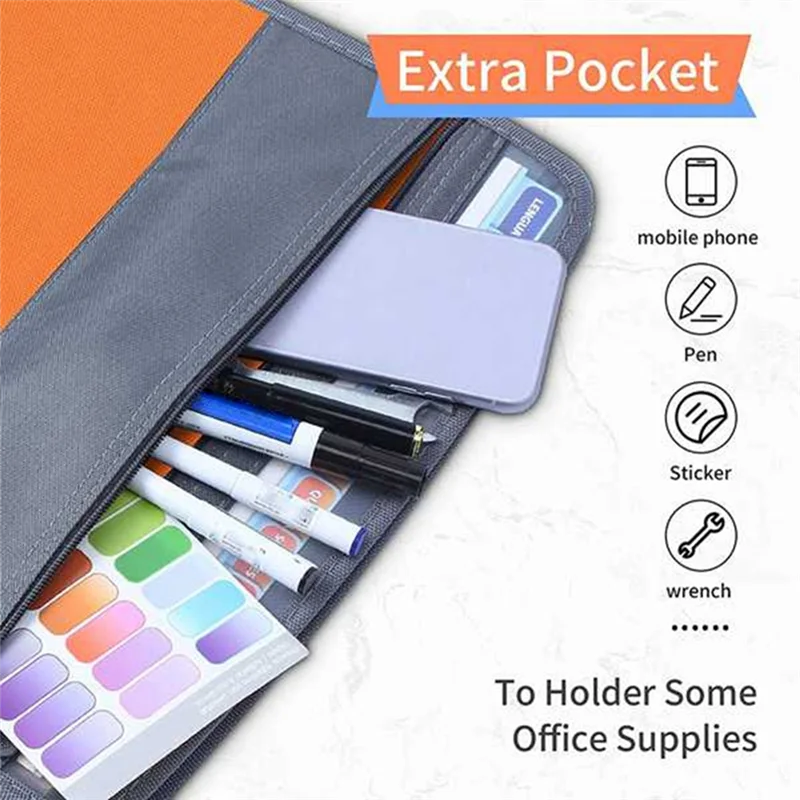 

1 Piece 13 Compartments File Folder Organizer Travel Paper Organizer , Fit A4 Paper, Banknote, Document Receipt D