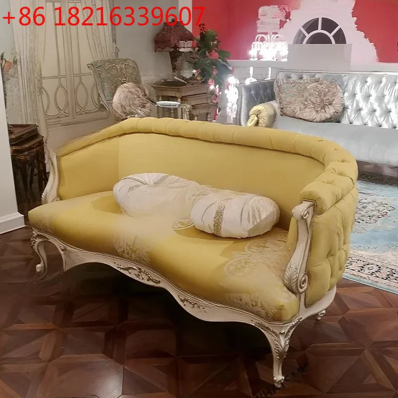 

Французский диван из массива дерева в стиле лёгкой роскоши, простой тканевый диван для гостиной, европейский классический диван-комбинация.