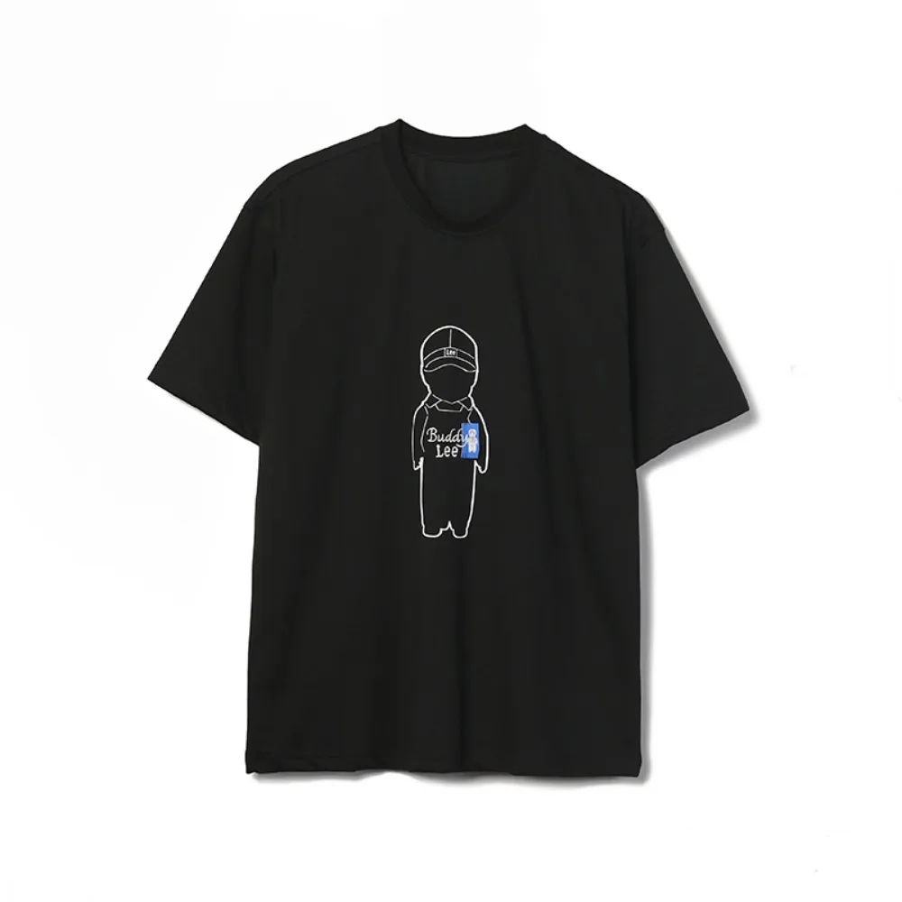 

New Trendy Brand European and American Letter Printing Pure Cotton LeeTshirt Men's High Street Hip Hop Retro Loose Short Sleeves