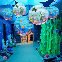 12 Inch Ocean Theme Lantern Blue Under The Sea World Hanging Pendants Kids Boy Girl Happy Lttle Mermaid Birthday Party Decor